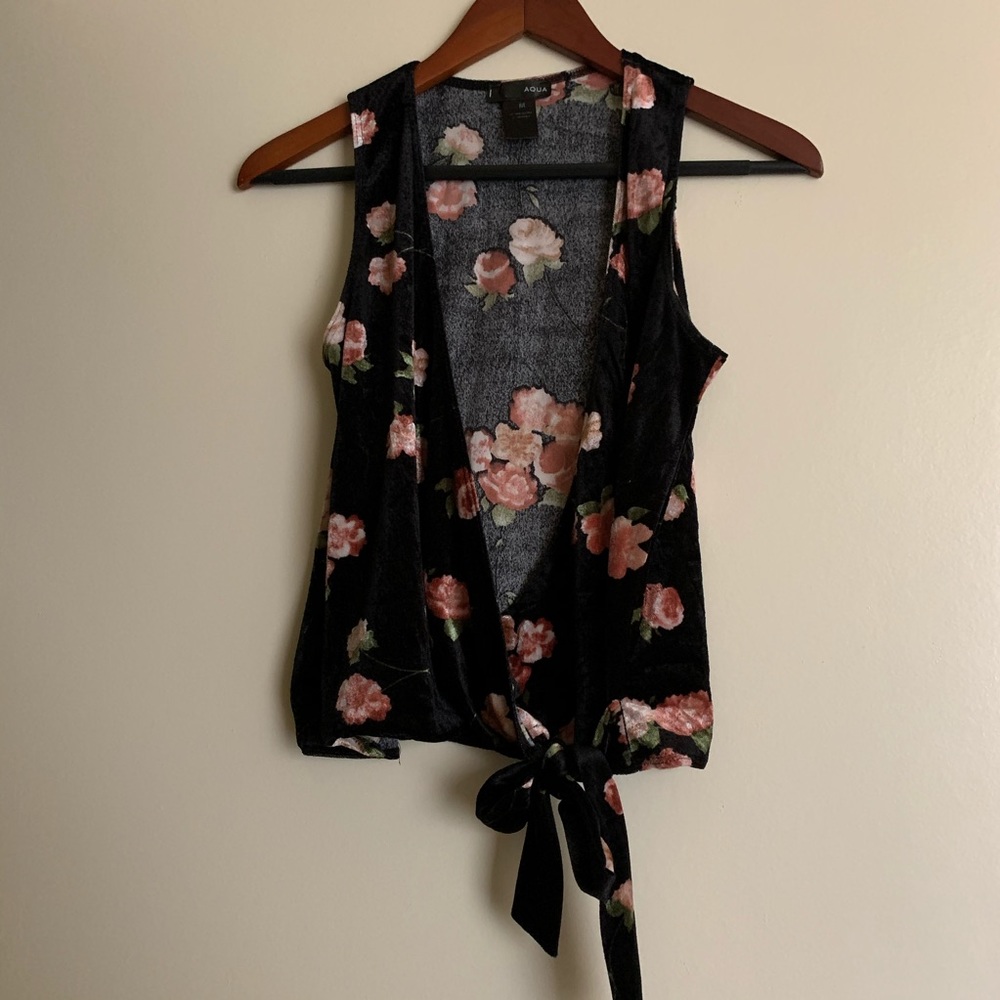 Velvet Floral Aqua Tank with Tie